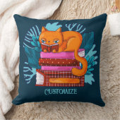 猫パーソナライズされた承認図書ティール（緑がかった色） クッション (ブランケット)