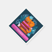 猫パーソナライズされた承認図書ティール（緑がかった色） スタンダードカクテルナプキン (角)