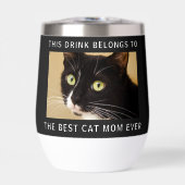 猫パーソナライズされた最高のの母の写真黒 (正面)
