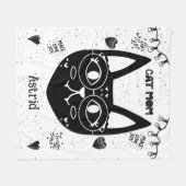 猫パーソナライズされた母かわいいコージー猫好き フリースブランケット (正面(横))