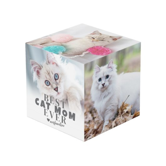 猫パーソナライズされた母の形見ペット写真 フォトキューブ (正面アングル)