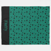 猫パーソナライズされた毛布の足名フォレストグリーン フリースブランケット (正面(横))