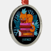 猫パーソナライズされた認定図書 メタルオーナメント (右)