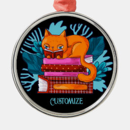 猫パーソナライズされた認定図書 メタルオーナメント