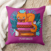 猫パーソナライズされた認定本ピンク クッション (ブランケット)