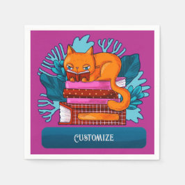 猫パーソナライズされた認定本ピンク スタンダードカクテルナプキン