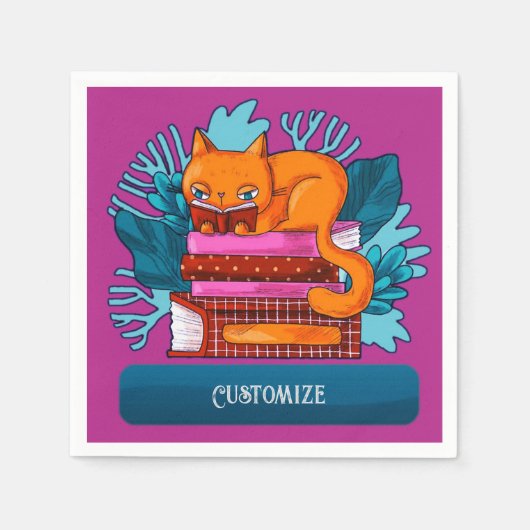 猫パーソナライズされた認定本ピンク スタンダードカクテルナプキン (正面)