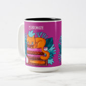 猫パーソナライズされた認定本ピンク ツートーンマグカップ (正面左)