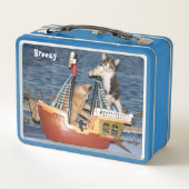 猫パーソナライズされた/子猫パイレーツメタルランチボックス メタルランチボックス (裏面)