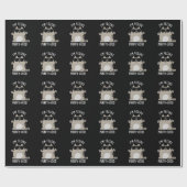 猫パーティいい猫おもしろいプリン黒BG ラッピングペーパー (フラット)