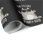 猫パーティいい猫おもしろいプリン黒BG ラッピングペーパー (ロールコーナー)