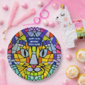 猫パーティーの性別/年齢 – 明るいモザイク ペーパープレート (パーティー)