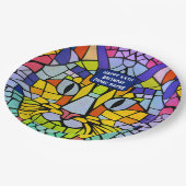 猫パーティーの性別/年齢 – 明るいモザイク ペーパープレート (アングル)