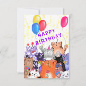 猫パーティーの誕生日おめでとう 楽しいバースデーカード (裏面)