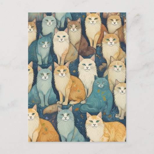猫パーティーはがき ポストカード (正面)