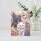 猫パーティーはがき ポストカード (スタンド正面)