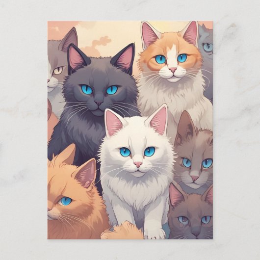 猫パーティーはがき ポストカード (正面)