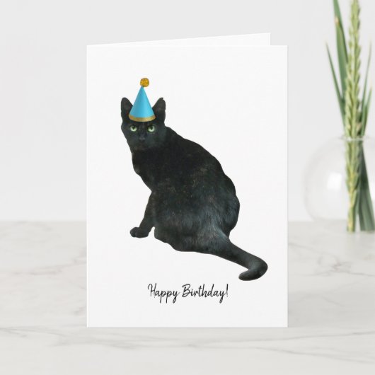 猫パーティー帽子誕生日カード カード (正面)