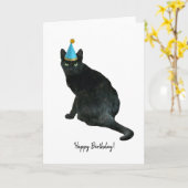 猫パーティー帽子誕生日カード カード (黄色い花)