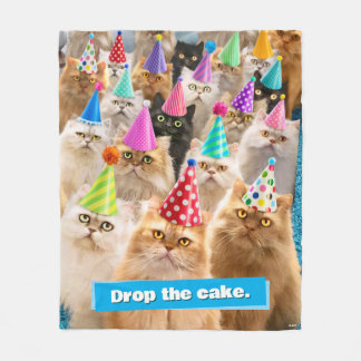 猫パーティー フリースブランケット