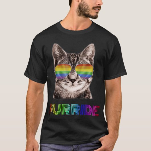 猫パーライおもしろいドLGBTプライドシャツ Tシャツ (正面)