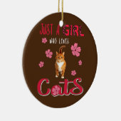 猫ヒョウの花が大好きおもしろいな少女 セラミックオーナメント (右)