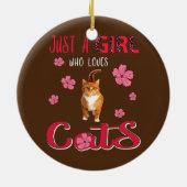 猫ヒョウの花が大好きおもしろいな少女 セラミックオーナメント (裏面)