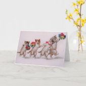 猫ビクトリアンと子猫の最高の願い カード (黄色い花)