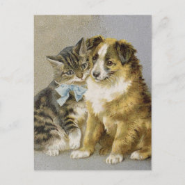 猫ビクトリアンと犬の親交 ポストカード