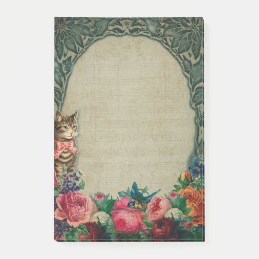 猫ビクトリアンと花のポストイット ポストイット (正面)