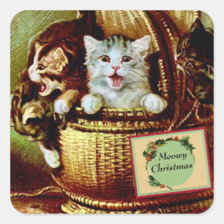 猫ビクトリアンステッカー スクエアシール