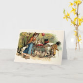 猫ビクトリアン家母の日のグリーティングカード カード (黄色い花)