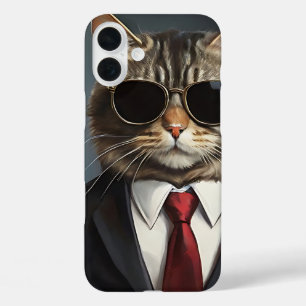 猫ビジネスクールマンサングラス企業の猫 iPhone 16 PLUSケース