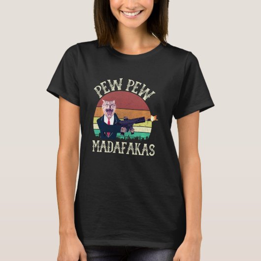 猫ビンテージPew+Pew+Madafakas Tシャツ (正面)