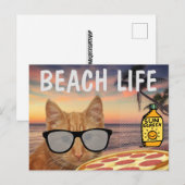 猫ビーチおもしろいライフ葉書 ポストカード (正面/裏面)