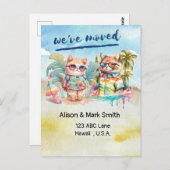 猫ビーチ愛好家が新しい家を動かす告知 ポストカード (正面/裏面)