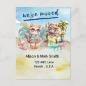 猫ビーチ愛好家が新しい家を動かす告知 ポストカード (正面)