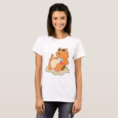 猫ビーチ飲料サマー Tシャツ (正面フル)