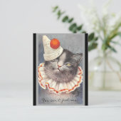 猫ピエロヴィンテージイラストレーション ポストカード (スタンド正面)