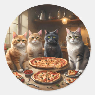 猫ピザの夜 ラウンドシール