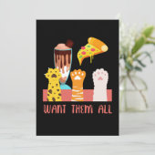 猫ピザアイスクリームキットン子猫ペットアニマルギフト 招待状 (スタンド正面)