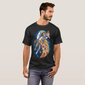 猫ピザ宇宙猫サーフィンピザ銀河宇宙飛行士 Tシャツ (正面フル)