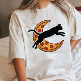 猫ピザ月シルエットデザイン トライブレンドTシャツ