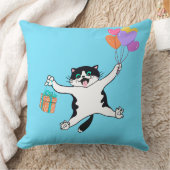 猫ピローよくはしゃぐペア母ギフトネオンブルー クッション (ブランケット)