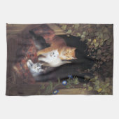 猫ファミリー&アイビーリーフバイヘンリエットロナーナイフ キッチンタオル (横)