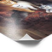 猫ファミリー&アイビーリーフバイヘンリエットロナーナイフ フォトプリント            (角)