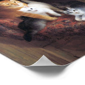 猫ファミリー&アイビーリーフバイヘンリエットロナーナイフ ポスター (角)