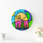 猫ファンキー抽象芸術絵画 ラージ壁時計 (ホーム)