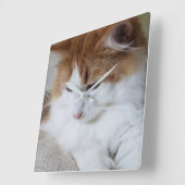 猫ファンシー子猫 スクエア壁時計 (傾斜)