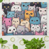 猫ファンタジー:かわいいアニメ猫ガロール キッチンタオル (折り畳み)